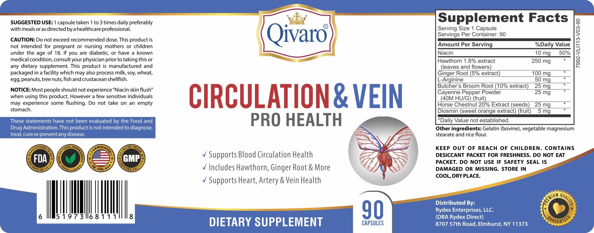 Circulation & Vein Pro Health By Qivaro (90 capsules) - Qivaro USA