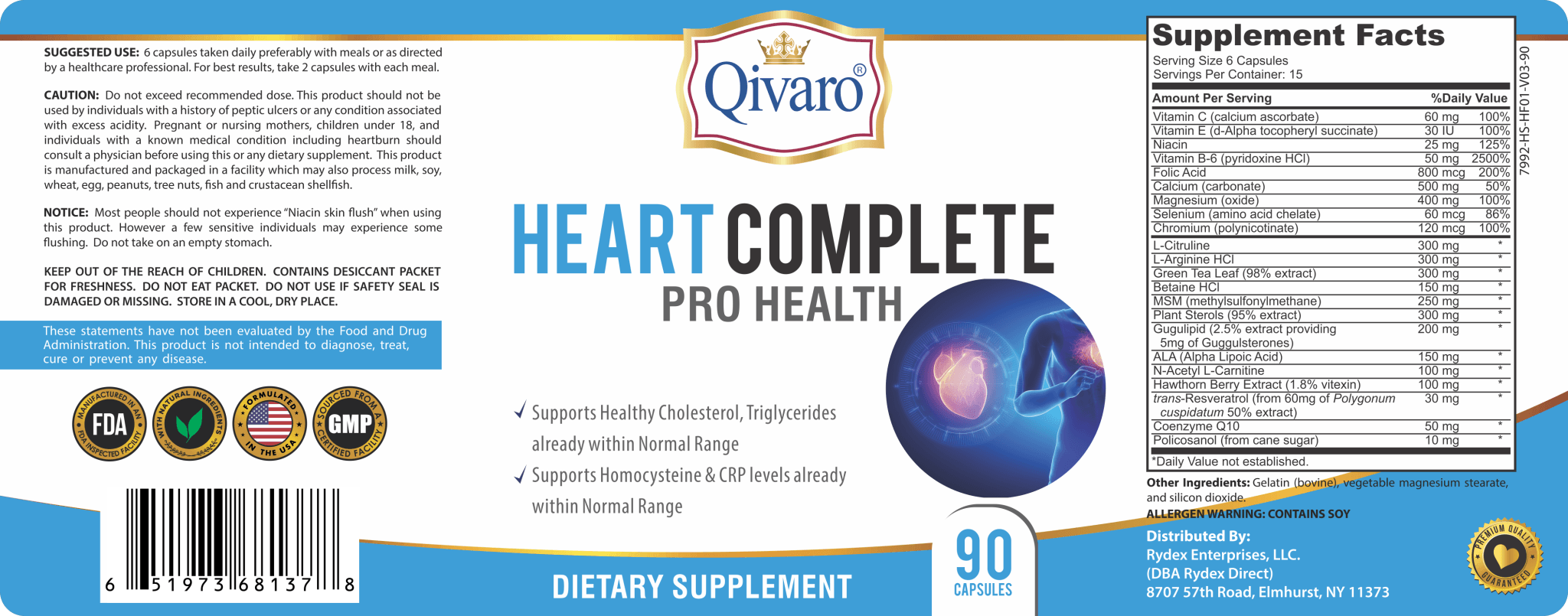 Heart Complete Pro Health By Qivaro (90 capsules) - Qivaro USA
