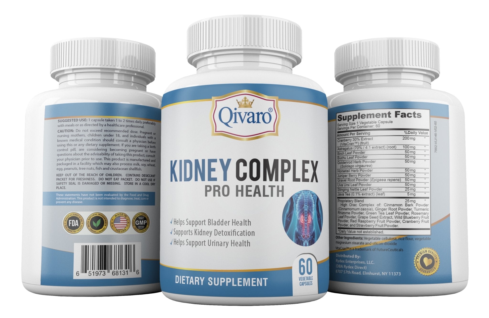 Kidney Complex Pro Health By Qivaro - (60 veggie caps) - Qivaro USA