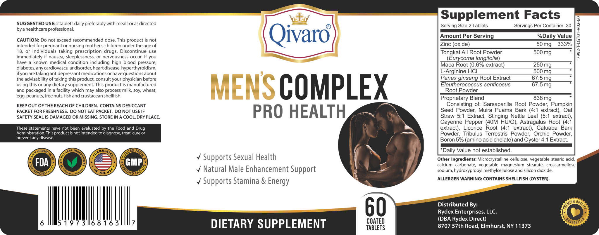 Mens Complex Pro Health By Qivaro - (60 coated tablets) - Qivaro USA