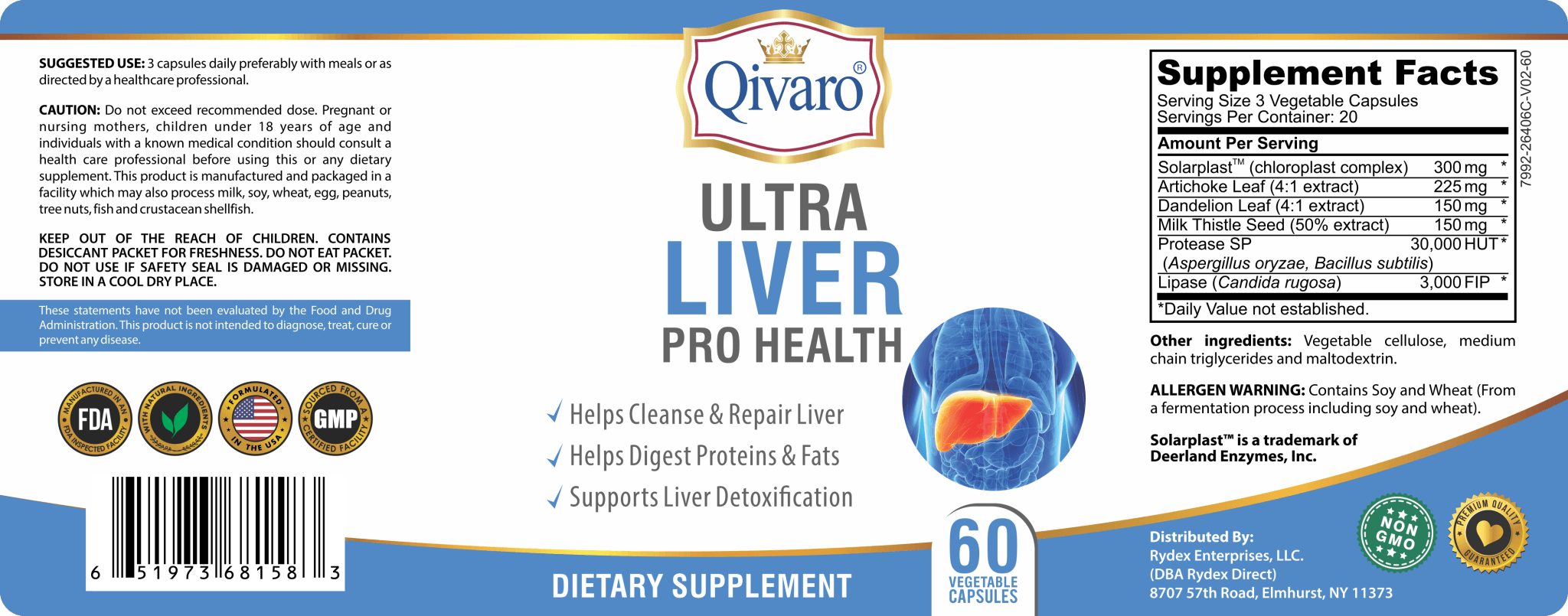 Ultra Liver Pro Health 有機葉綠健肝寶 (60 veggie caps) - Qivaro USA
