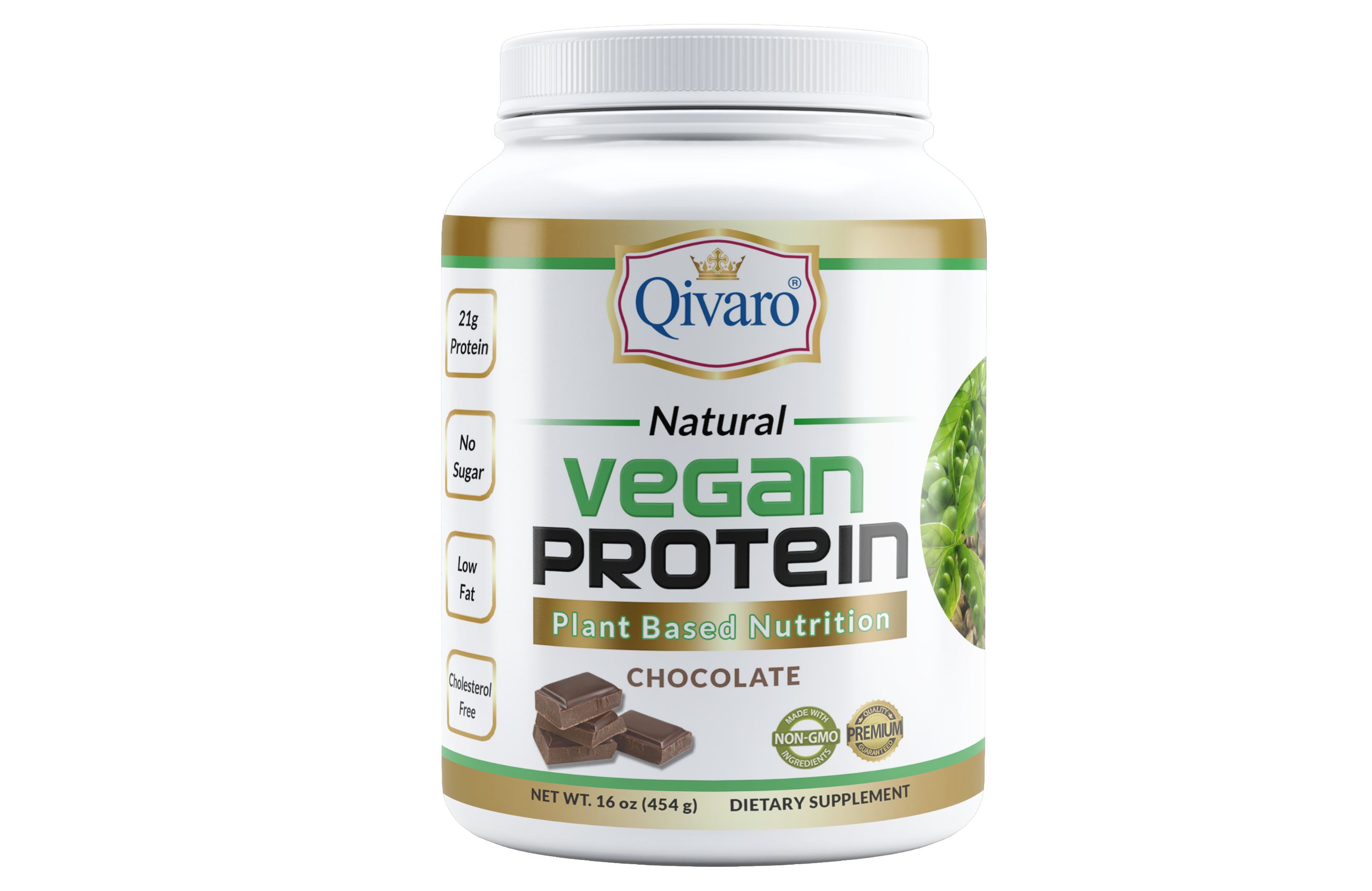 QVP02A:  Chocolate Vegan Protein by Qivaro (454 grams)