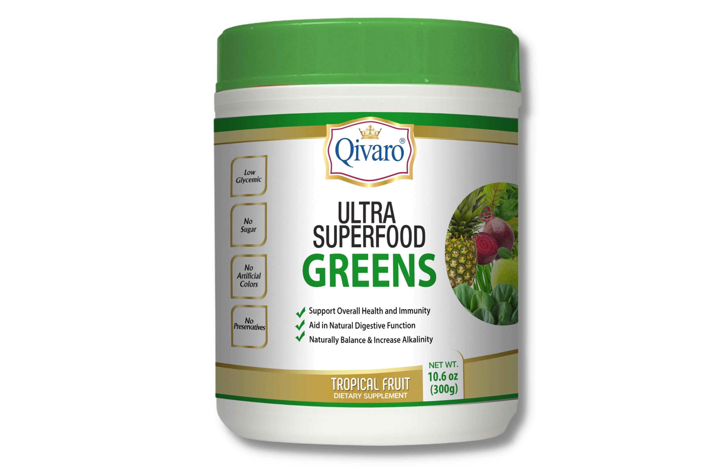 QIVP02:  Ultra SuperFood Greens - Tropical Fruit (300 grams)