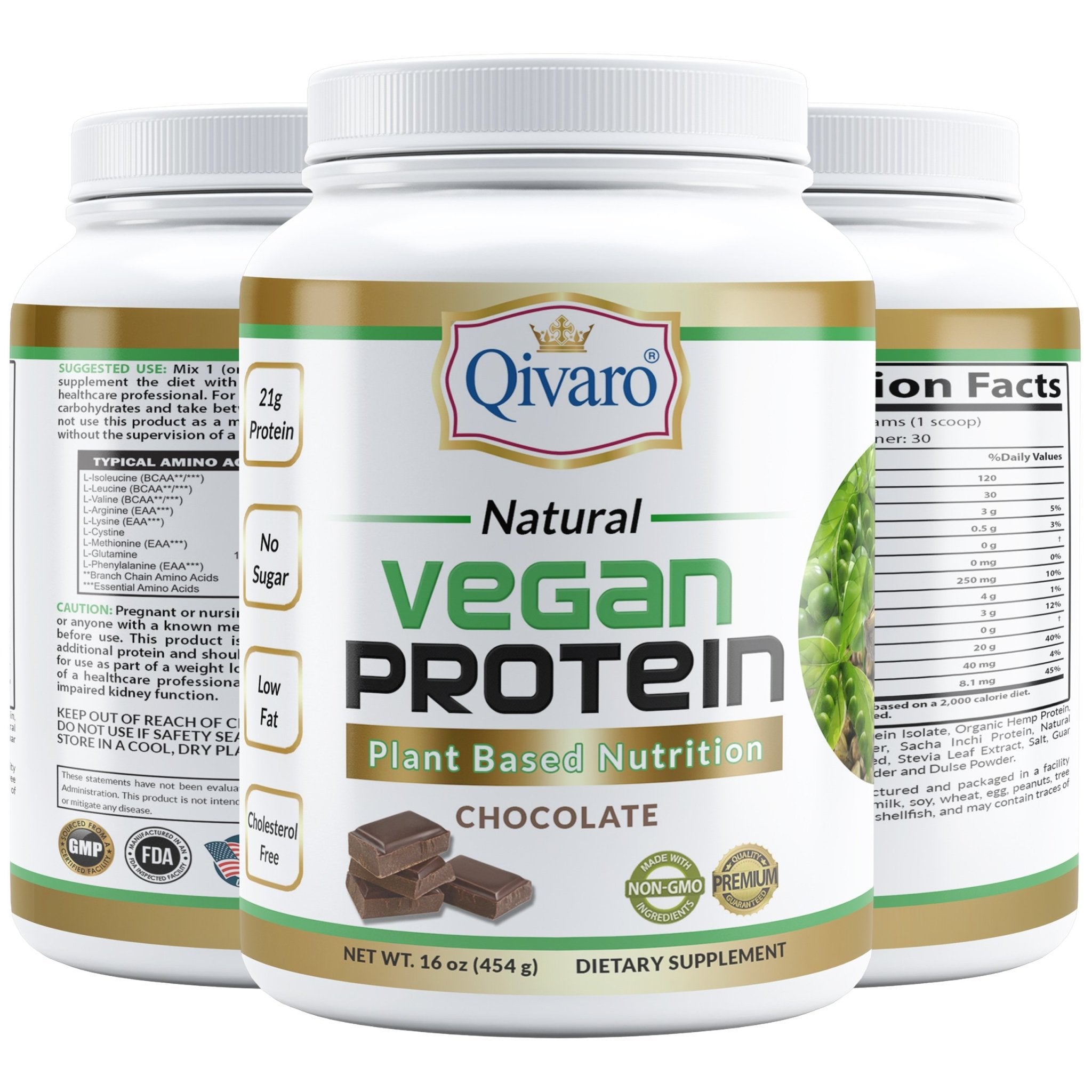 Chocolate Vegan Protein by Qivaro (454 grams) - Qivaro USA