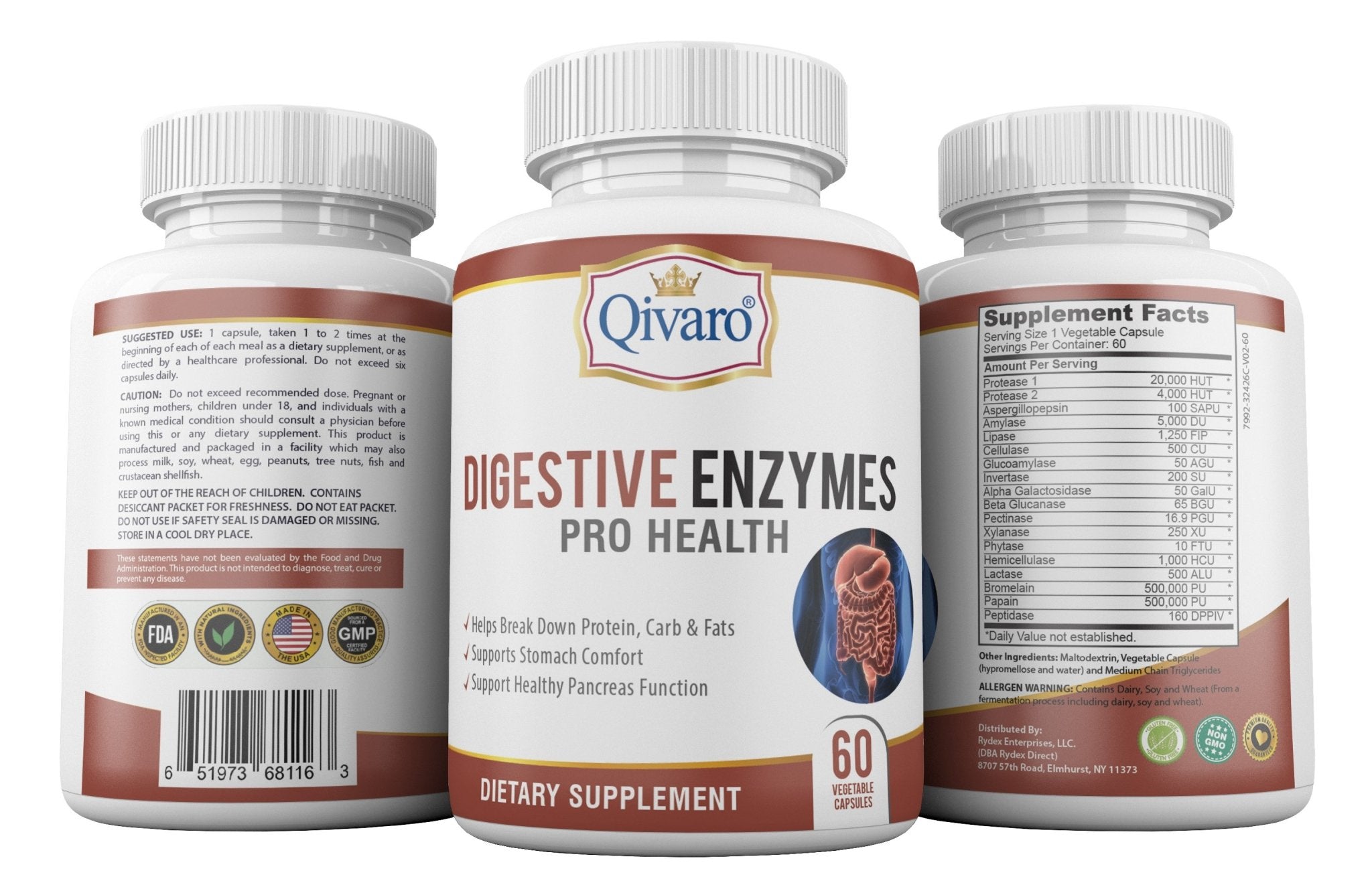 Digestive Enzymes Pro Health By Qivaro (60 veggie caps) - Qivaro USA