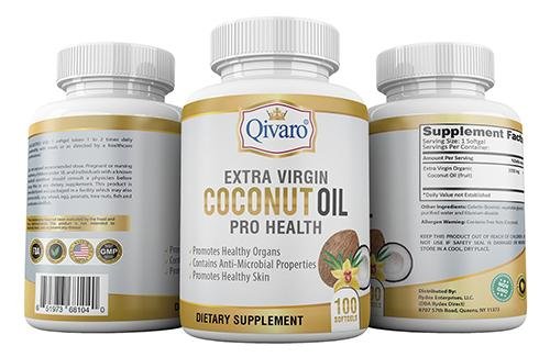 Extra Virgin Coconut Oil Pro Health By Qivaro (100 softgels) - Qivaro USA