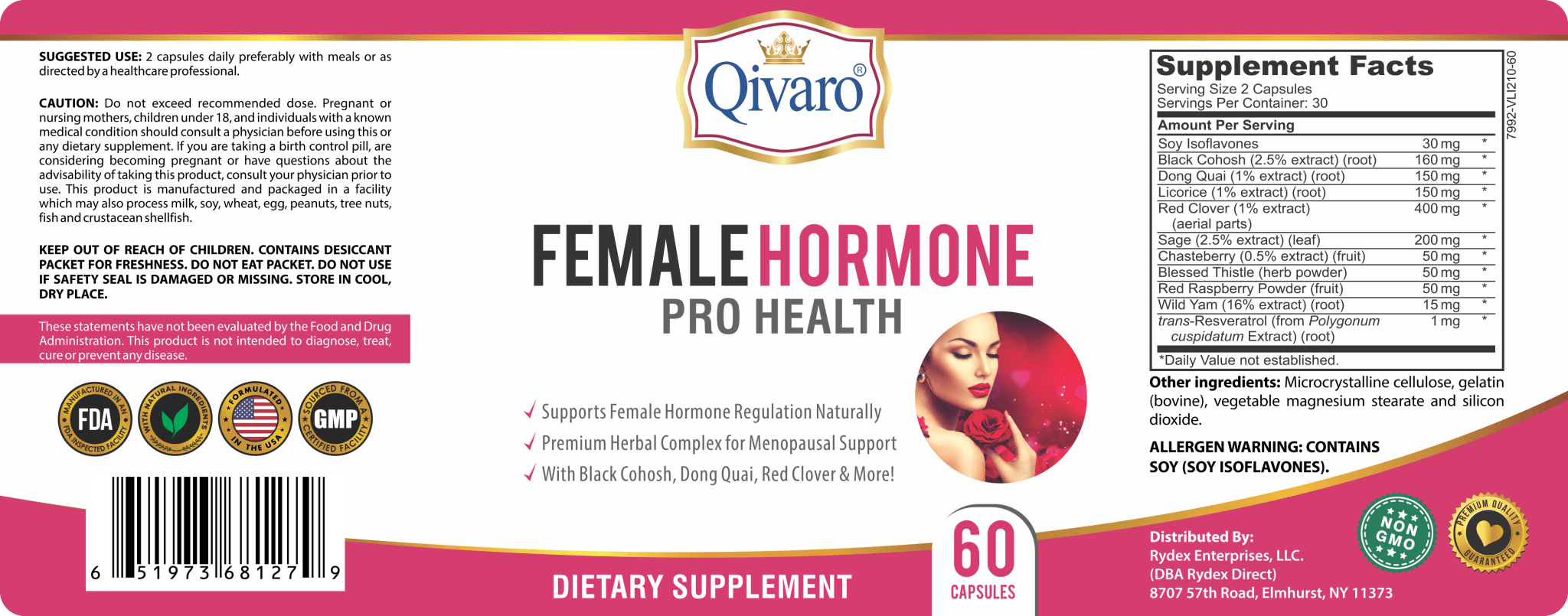 Female Hormone Pro Health By Qivaro - (60 capsules) - Qivaro USA