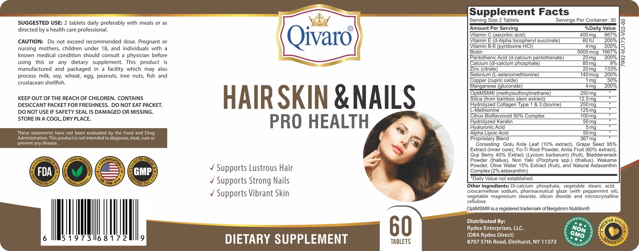 Hair Skin Nails Pro Health By Qivaro (60 tablets) - Qivaro USA