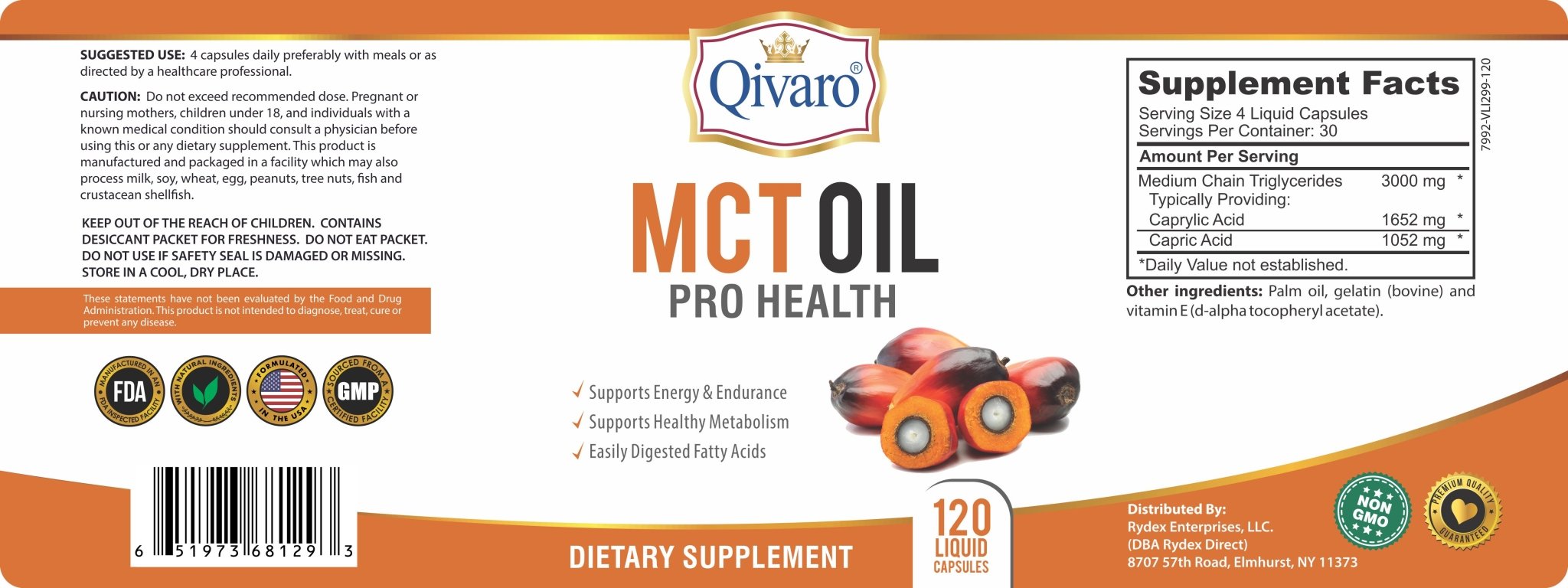 MCT Oil Pro Health - (120 Liquid Capsules) - Qivaro USA