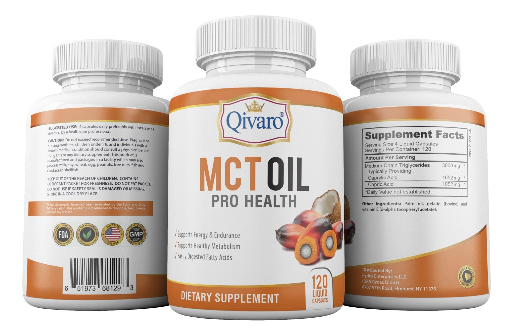 MCT Oil Pro Health - (120 Liquid Capsules) - Qivaro USA