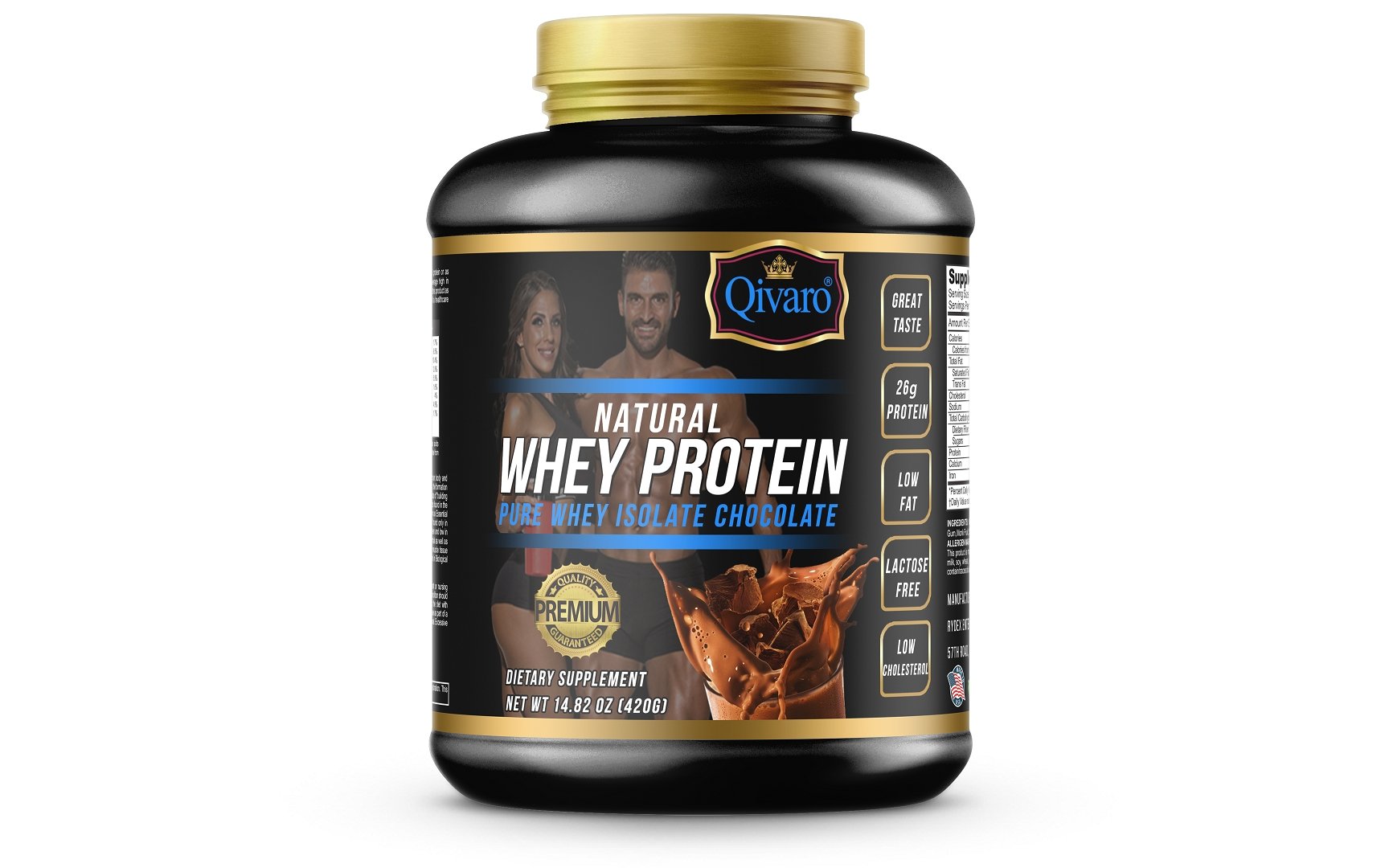 Natural Whey Protein w/ pure whey isolate - Chocolate By Qivaro - 420 grams - Qivaro USA