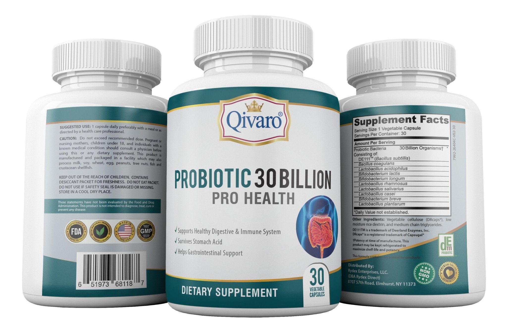 Probiotic 30 Billion Pro Health By Qivaro - (30 veggie caps) - Qivaro USA