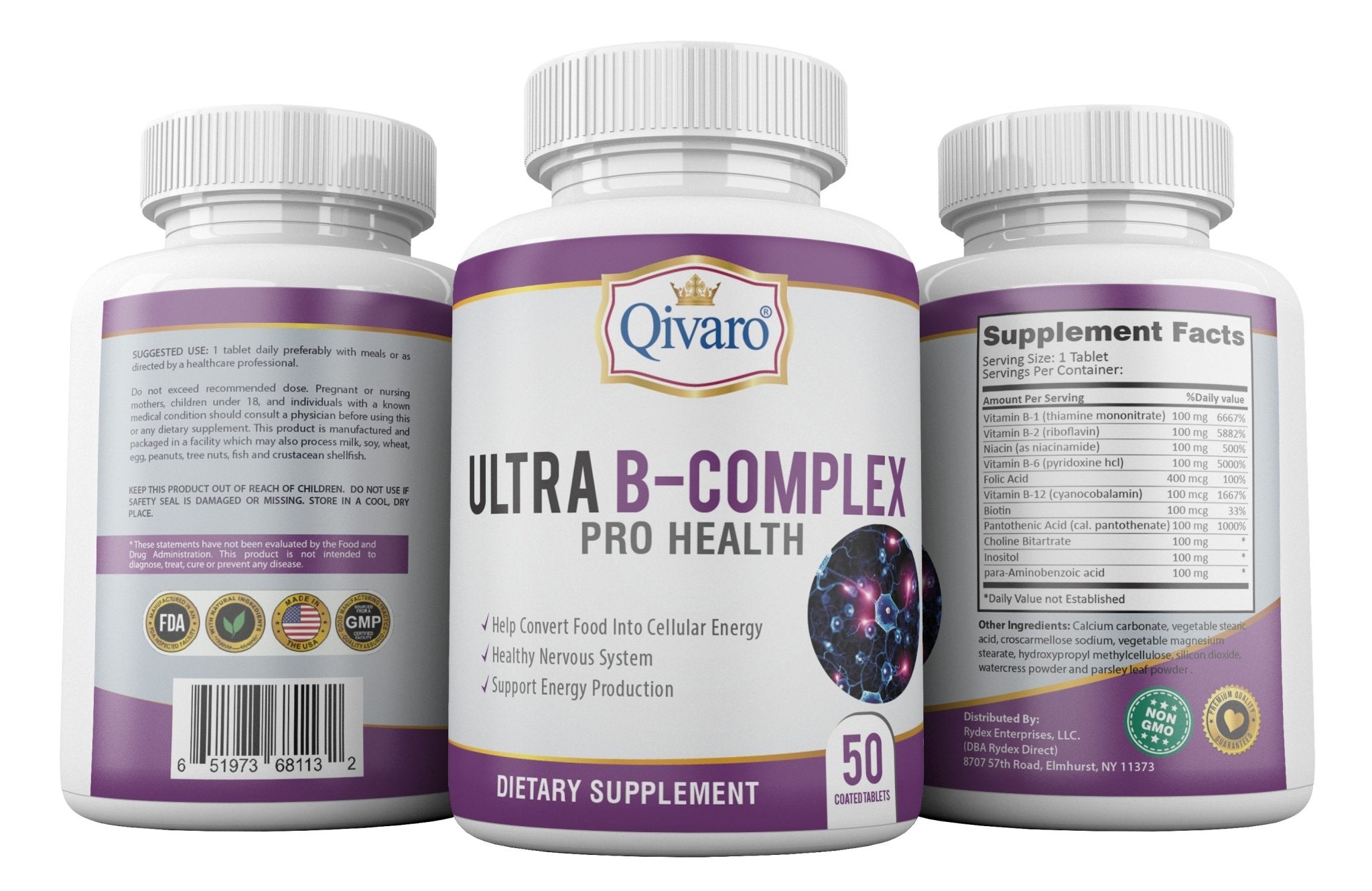 QIH13 - Ultra B-Complex Pro Health By Qivaro (50 coated tabs) - Qivaro USA