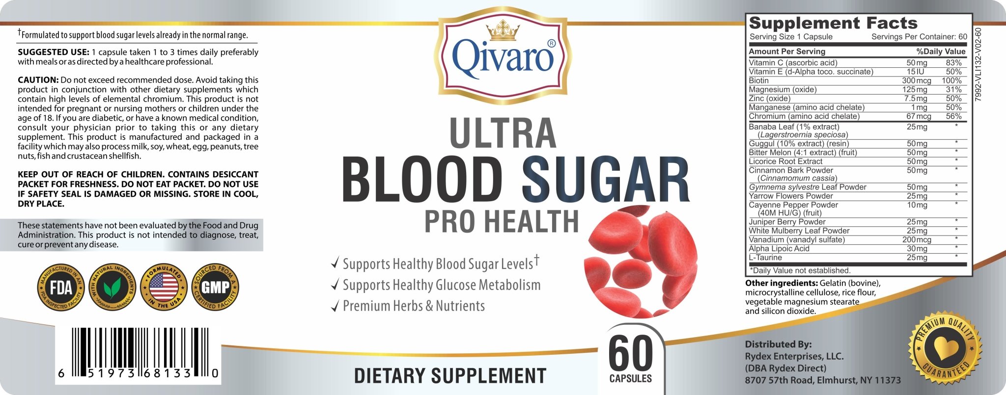 Ultra Blood Sugar Pro Health 血糖寶 (60 caps) - Qivaro USA