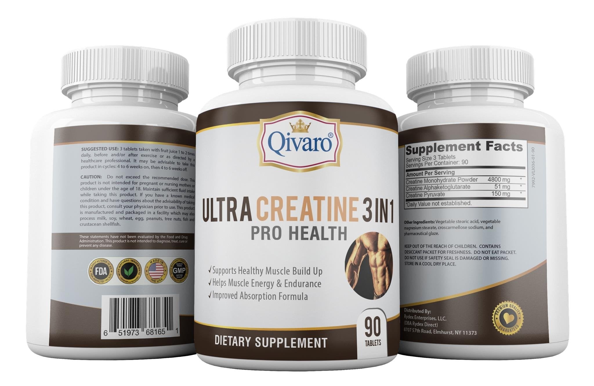 Ultra Creatine 3 IN 1 Pro Health 三合一超級肌酸增肌寶 (90 tabs) - Qivaro USA