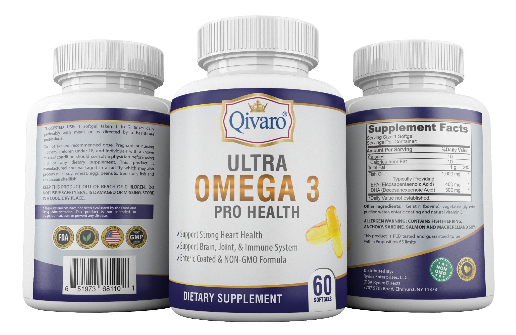 Ultra Omega 3 Pro Health 深海魚油寶 (60 softgels) - Qivaro USA