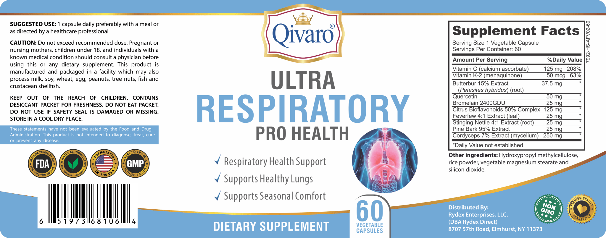 Ultra Respiratory Pro Health (60 veggie caps) - Qivaro USA