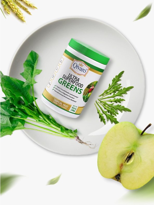 Ultra SuperFood Greens 超级免疫绿果寶 - Tropical Fruit (300 grams) - Qivaro USA