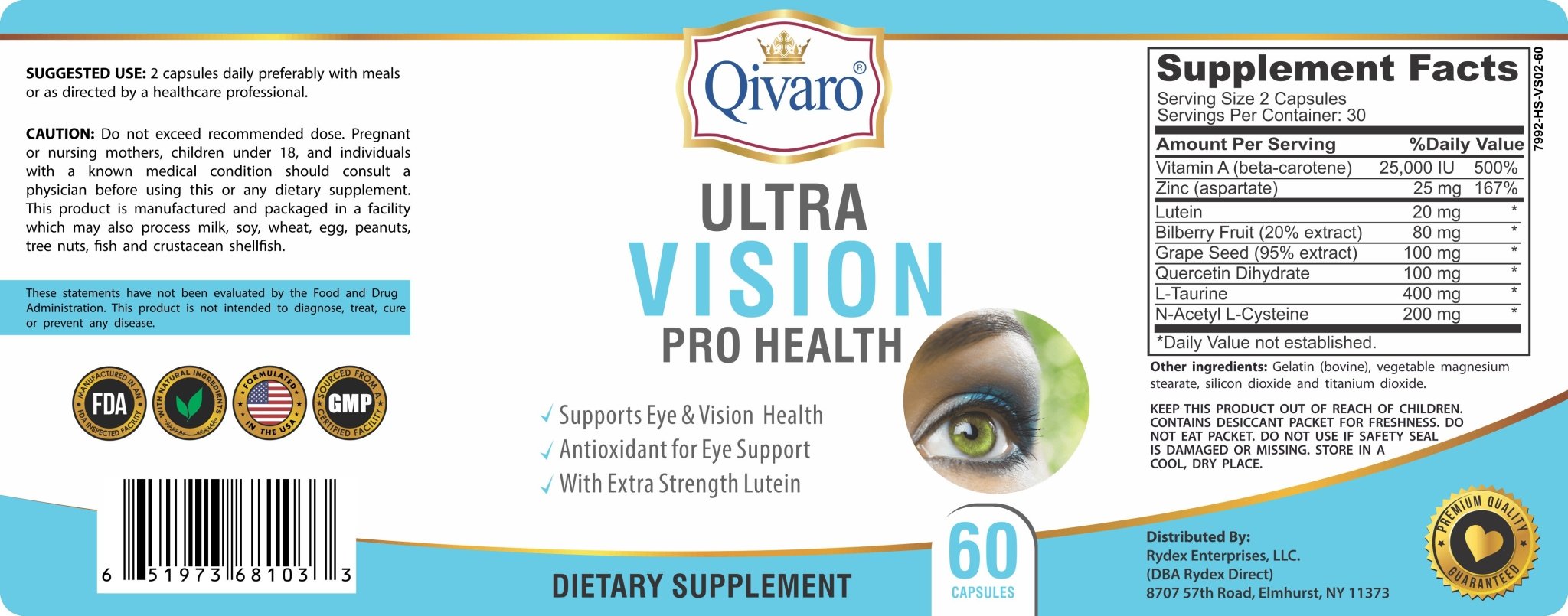 Ultra Vision Pro Health 護眼寶 (60 caps) - Qivaro USA