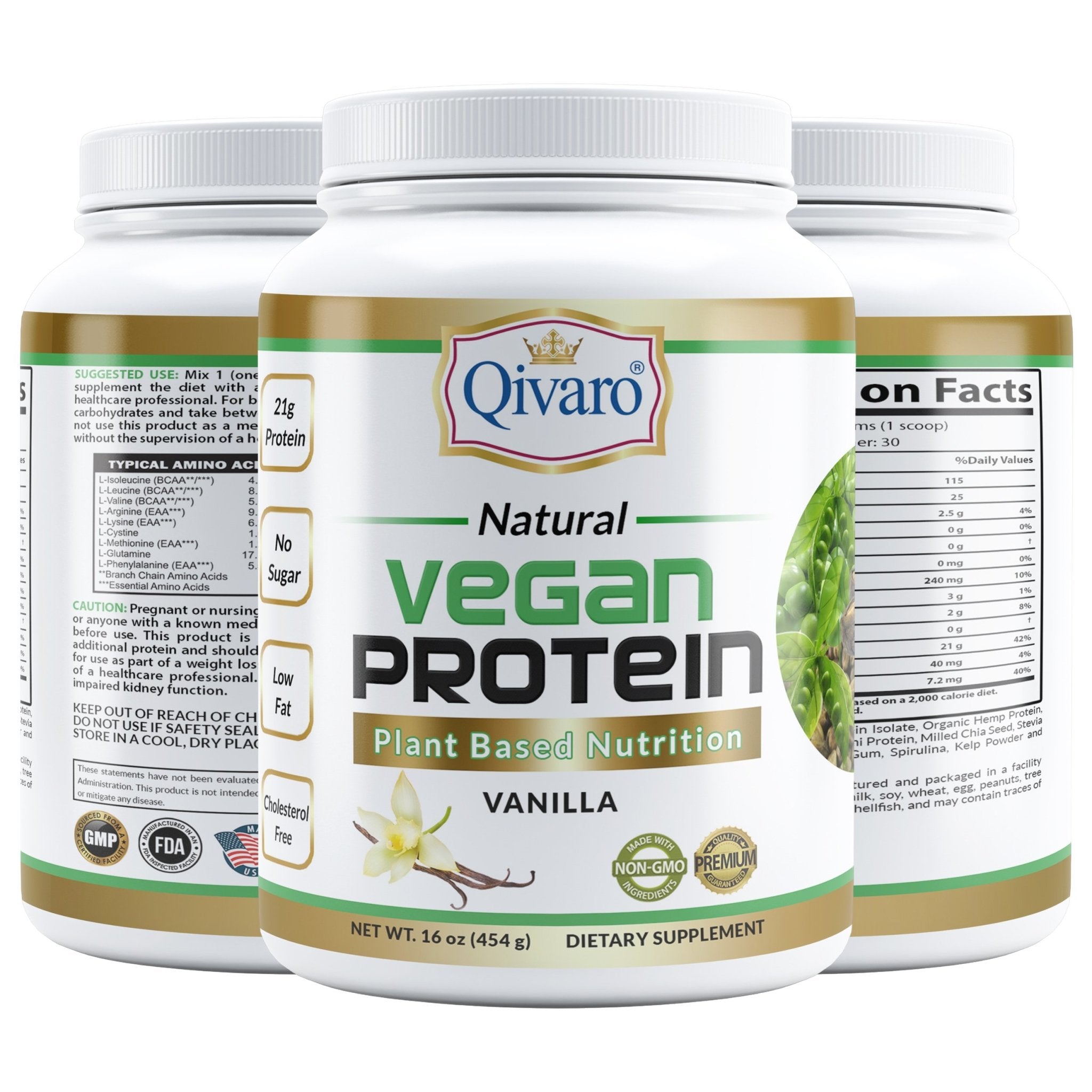 Vanilla Vegan Protein 天然分離乳清蛋白粉雲呢拿 (454 grams) - Qivaro USA
